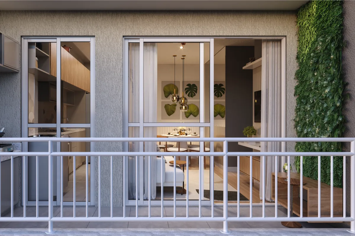 Varanda e ambiente interno do Reserva Direcional Jardim Botânico